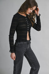 FRANCESCA FRILL DETAILED LONG SLEEVES TOP