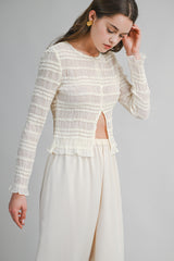 FRANCESCA FRILL DETAILED LONG SLEEVES TOP