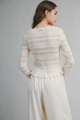 FRANCESCA FRILL DETAILED LONG SLEEVES TOP