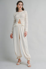 FRANCESCA FRILL DETAILED LONG SLEEVES TOP