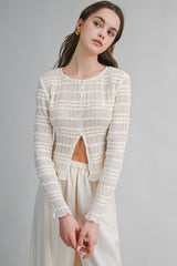 FRANCESCA FRILL DETAILED LONG SLEEVES TOP