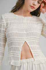 FRANCESCA FRILL DETAILED LONG SLEEVES TOP