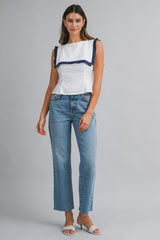 MAELIN PLEATED RUFFLE DETAIL TOP