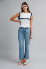 MAELIN PLEATED RUFFLE DETAIL TOP