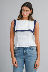 MAELIN PLEATED RUFFLE DETAIL TOP