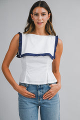 MAELIN PLEATED RUFFLE DETAIL TOP
