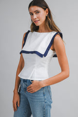 MAELIN PLEATED RUFFLE DETAIL TOP