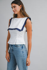 MAELIN PLEATED RUFFLE DETAIL TOP