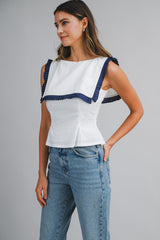 MAELIN PLEATED RUFFLE DETAIL TOP