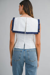 MAELIN PLEATED RUFFLE DETAIL TOP