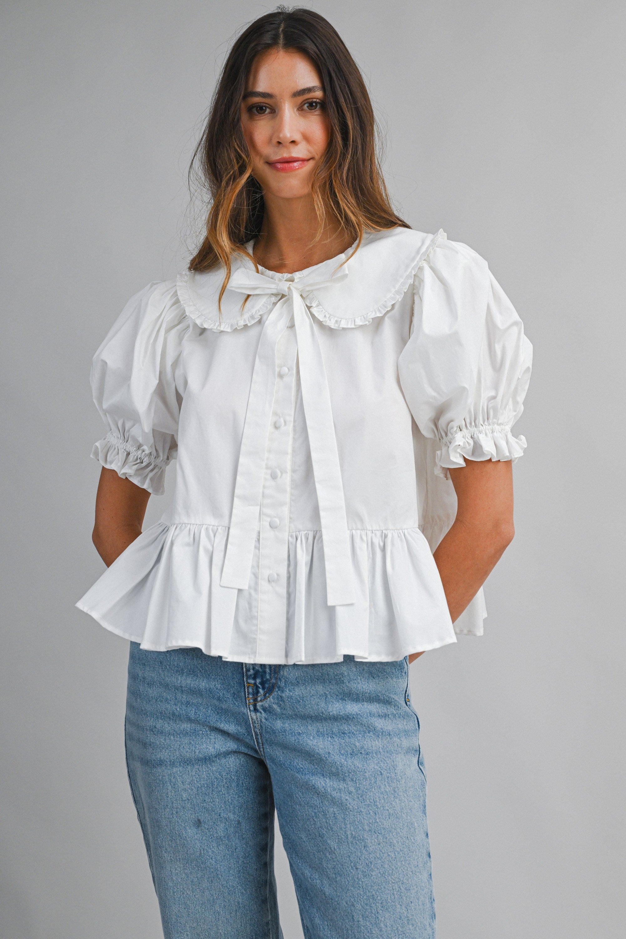 BELLE POPLIN PETER PAN COLLAR BLOUSE – Mable Clothing