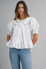 BELLE POPLIN PETER PAN COLLAR BLOUSE