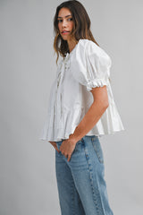 BELLE POPLIN PETER PAN COLLAR BLOUSE