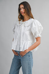 BELLE POPLIN PETER PAN COLLAR BLOUSE