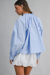 MARA RUFFLE NECK LONG SLEEVE BLOUSE