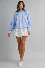 MARA RUFFLE NECK LONG SLEEVE BLOUSE