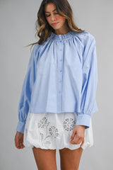 MARA RUFFLE NECK LONG SLEEVE BLOUSE