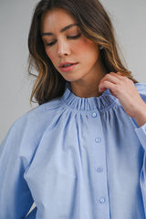 MARA RUFFLE NECK LONG SLEEVE BLOUSE