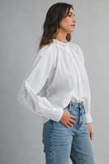 MARA RUFFLE NECK LONG SLEEVE BLOUSE