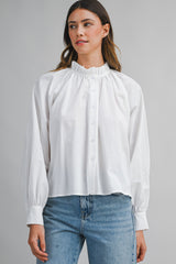 MARA RUFFLE NECK LONG SLEEVE BLOUSE