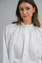 MARA RUFFLE NECK LONG SLEEVE BLOUSE