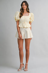 ERIN BALLOON SLEEVES LACE FRONT TOP