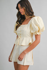 ERIN BALLOON SLEEVES LACE FRONT TOP