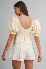 ERIN BALLOON SLEEVES LACE FRONT TOP