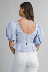 ERIN BALLOON SLEEVES LACE FRONT TOP