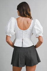 ERIN BALLOON SLEEVES LACE FRONT TOP