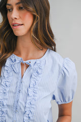 GISELE STRIPE FRILLED BLOUSE