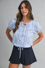 GISELE STRIPE FRILLED BLOUSE
