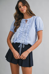 GISELE STRIPE FRILLED BLOUSE
