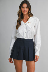 JOY LINEN STATEMENT COLLAR SHIRT