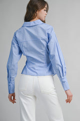 BASTIAN PIN STRIPE WRAPPED SHIRT