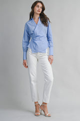 BASTIAN PIN STRIPE WRAPPED SHIRT
