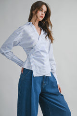 BASTIAN PIN STRIPE WRAPPED SHIRT