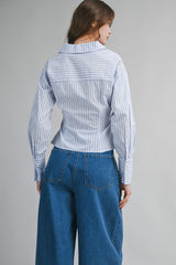 BASTIAN PIN STRIPE WRAPPED SHIRT