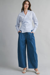 BASTIAN PIN STRIPE WRAPPED SHIRT