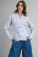 BASTIAN PIN STRIPE WRAPPED SHIRT