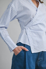 BASTIAN PIN STRIPE WRAPPED SHIRT