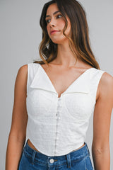 REESE EYELET CORSET LACE UP TOP