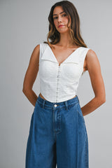 REESE EYELET CORSET LACE UP TOP