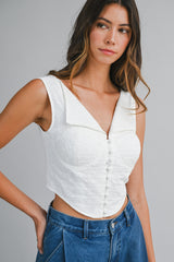 REESE EYELET CORSET LACE UP TOP