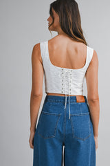 REESE EYELET CORSET LACE UP TOP
