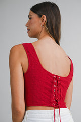 REESE EYELET CORSET LACE UP TOP