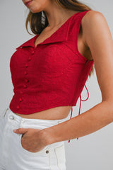 REESE EYELET CORSET LACE UP TOP