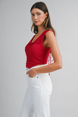 REESE EYELET CORSET LACE UP TOP