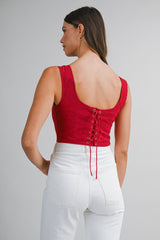 REESE EYELET CORSET LACE UP TOP