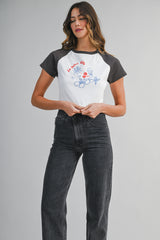 FRIDA GRAPHIC PRINTED RAGLAN T SHIRT